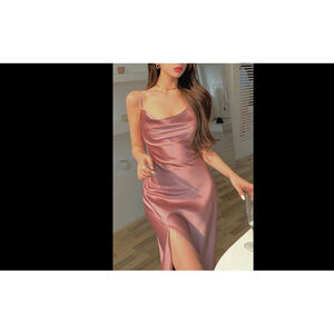 Paper Heart Pink Satin Cowl Neck Midi Slip Dress S